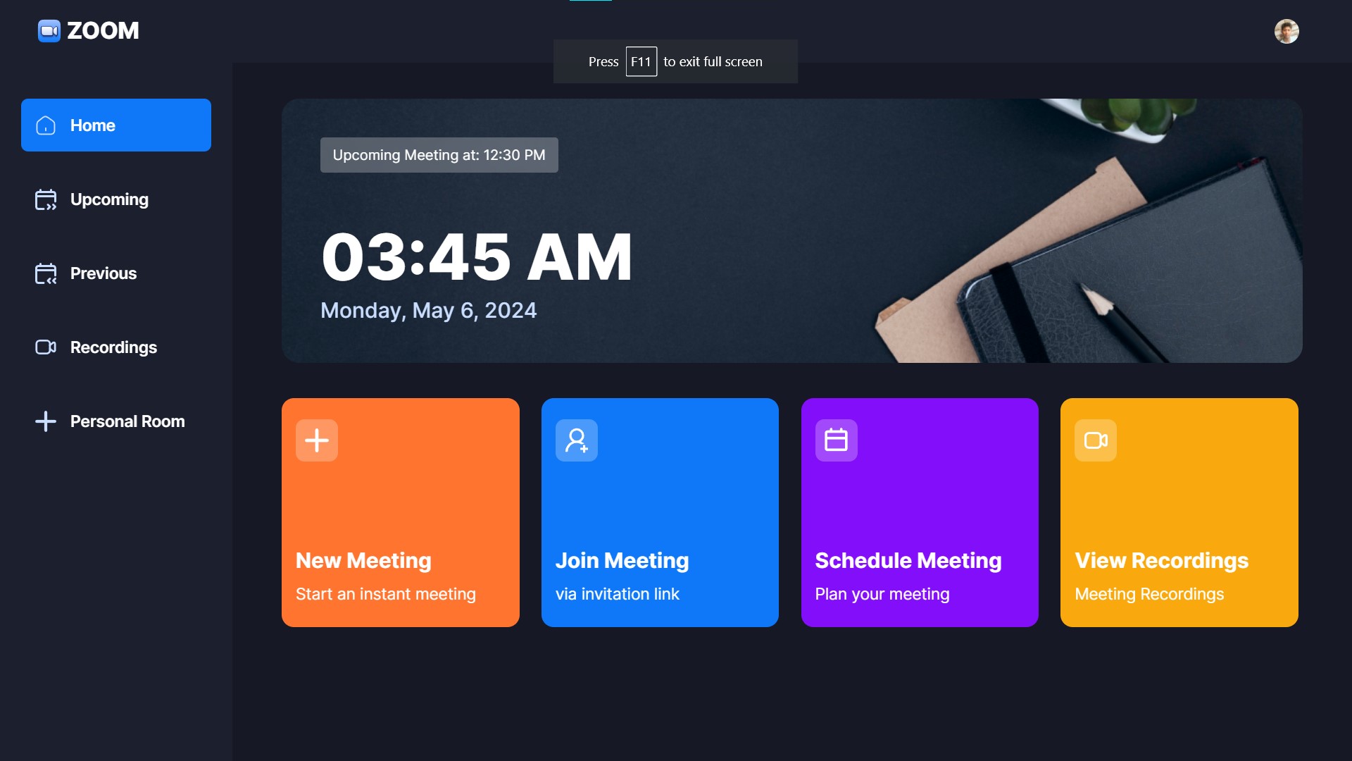 Zoom clone project screenshot